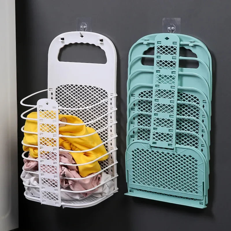 Panier à linge mural pliable en plastique - compact