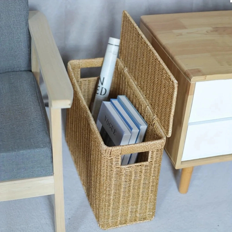 Panier à linge rangement tressé en plastique