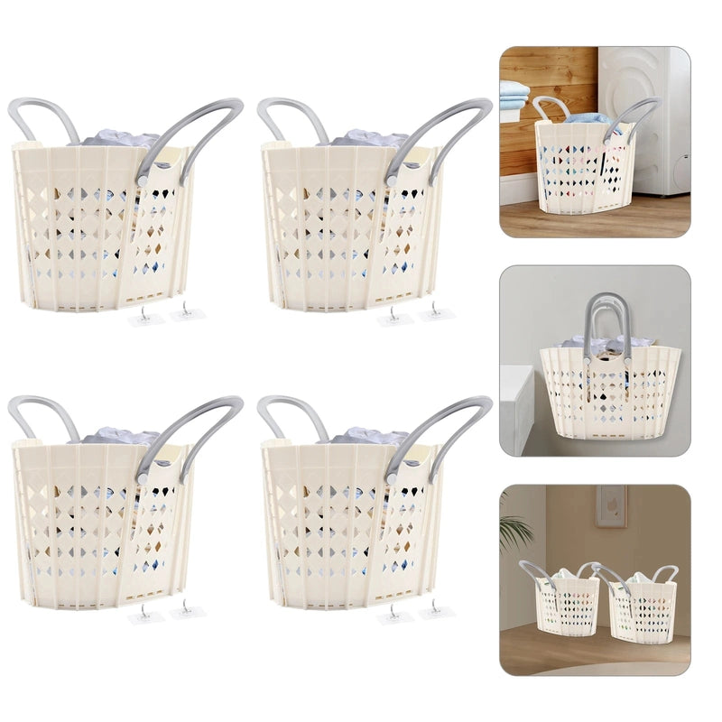 Panier à linge plastique pliable avec poignées réglables