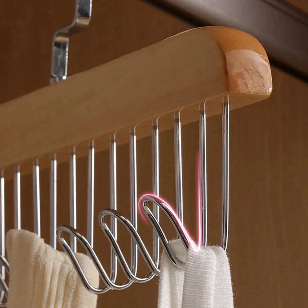 Organiseur cintre multifonction suspendu en bois