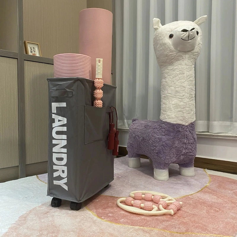 Panier à linge pliable à roulettes multifonction