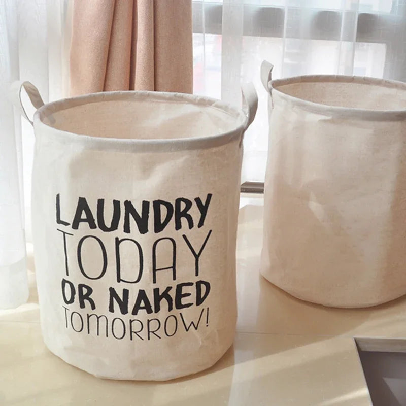 Panier à linge pliable en tissu coton et lin