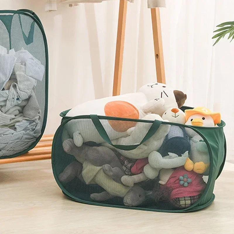 Panier à linge rectangulaire pliable en tissu maille polyester