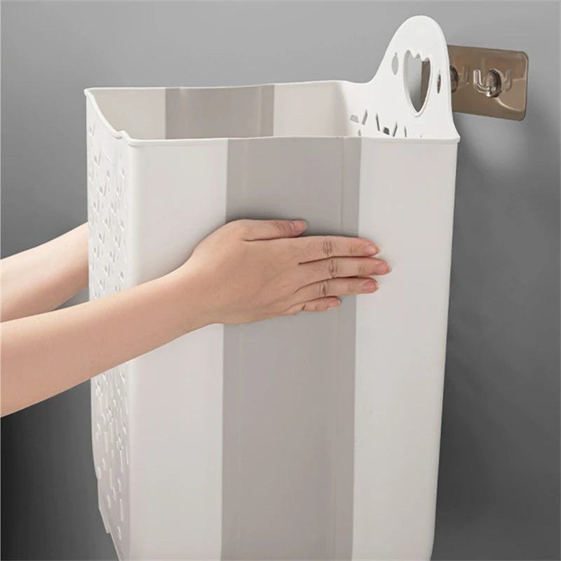 Panier à linge en plastique mural pliable