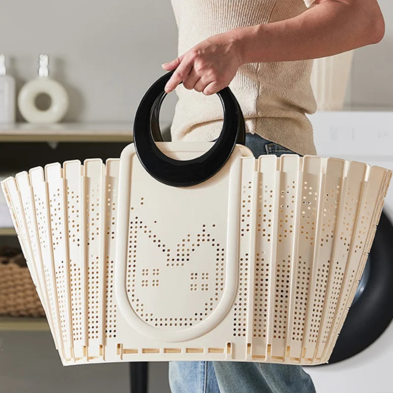 Panier à linge pliable en plastique - gain de place