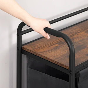 Panier à linge en tissu 3 compartiments avec étagères