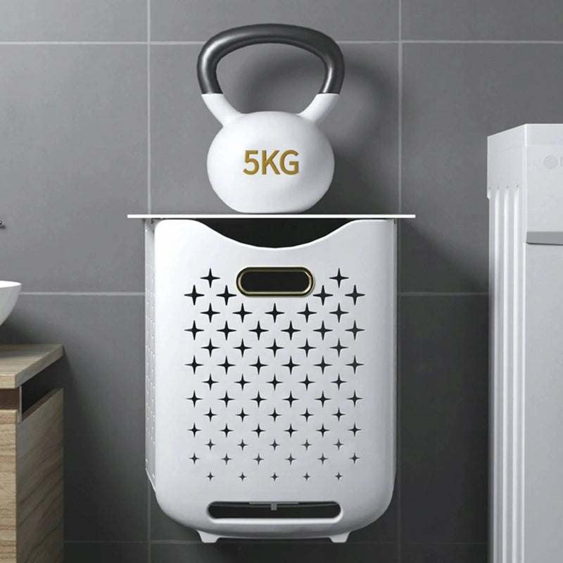 Panier à linge plastique à 2 étages avec roulettes et pliable