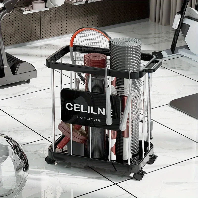 Panier de rangement en plastique multifonction à roulettes