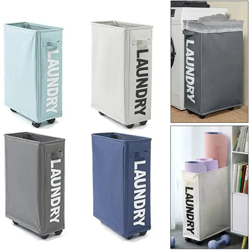 Panier à linge pliable à roulettes multifonction