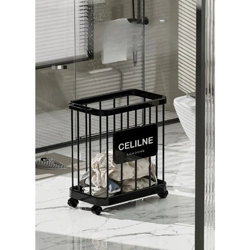 Panier de rangement en plastique multifonction à roulettes