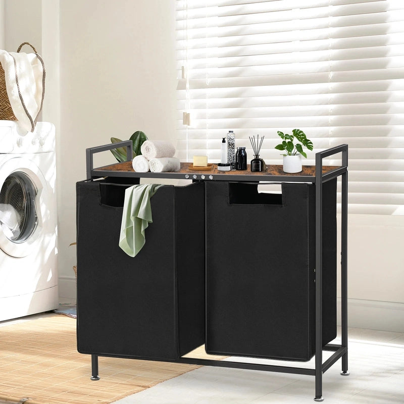 Panier à linge en tissu double et pliable