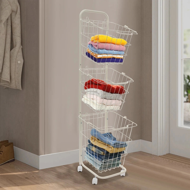 Panier à linge 3 niveaux avec roulettes