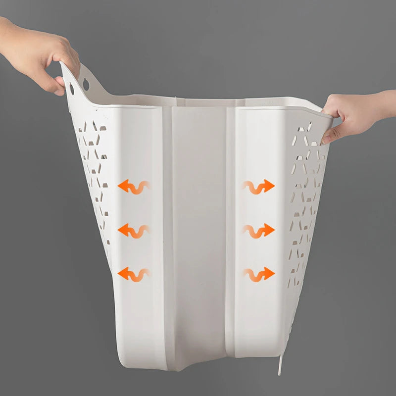 Panier à linge en plastique mural pliable