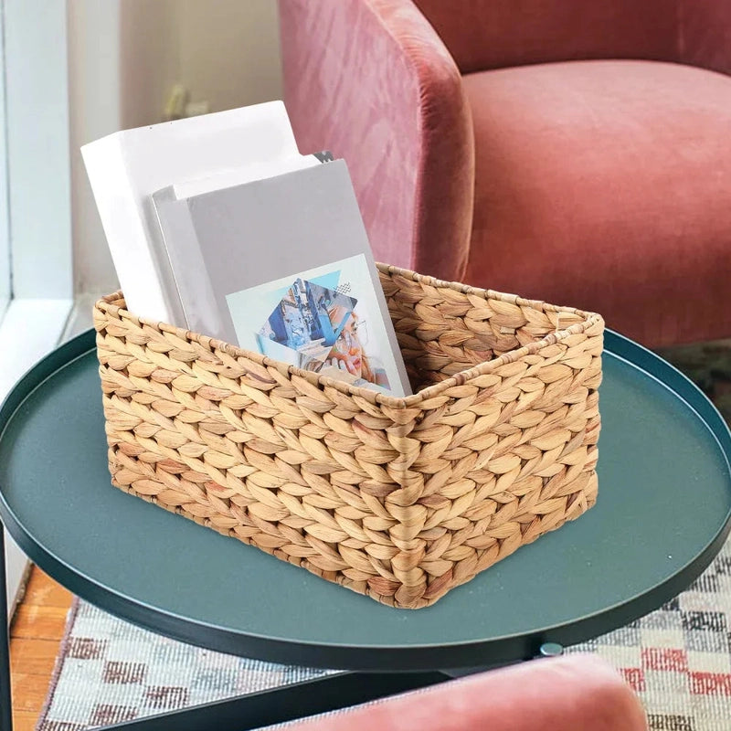 Panier à linge rangement rectangulaire en rotin naturel tressé à la main