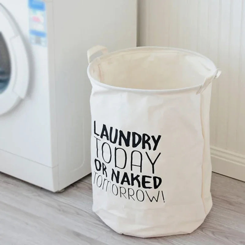 Panier à linge pliable en tissu coton et lin