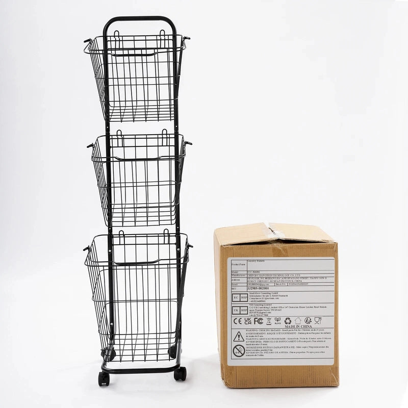 Panier à linge 3 niveaux avec roulettes