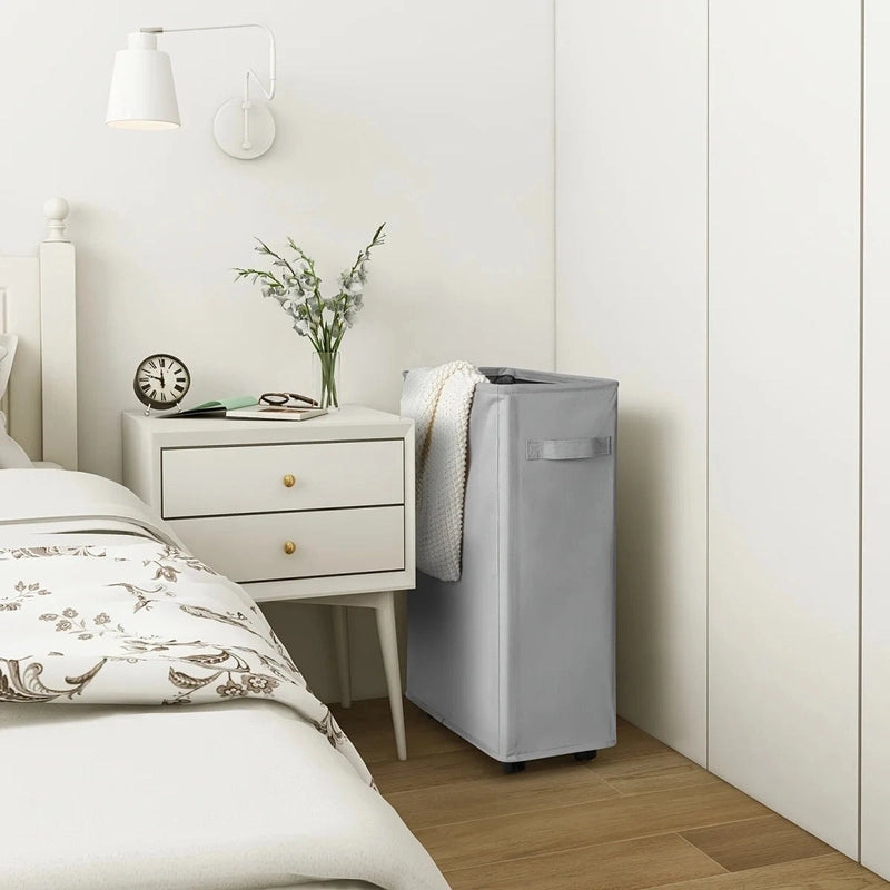 Panier à linge noir avec roulettes et couvercle