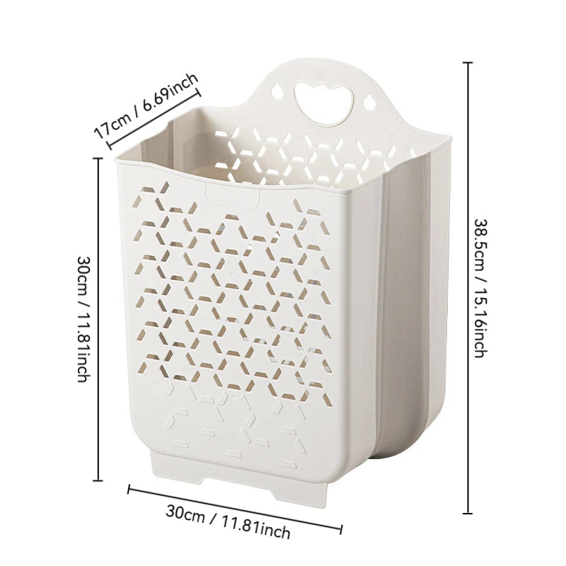 Panier à linge en plastique mural pliable