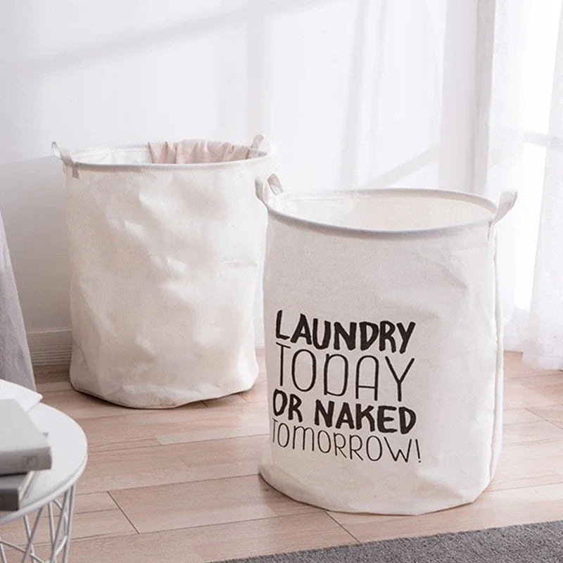 Panier à linge pliable en tissu coton et lin