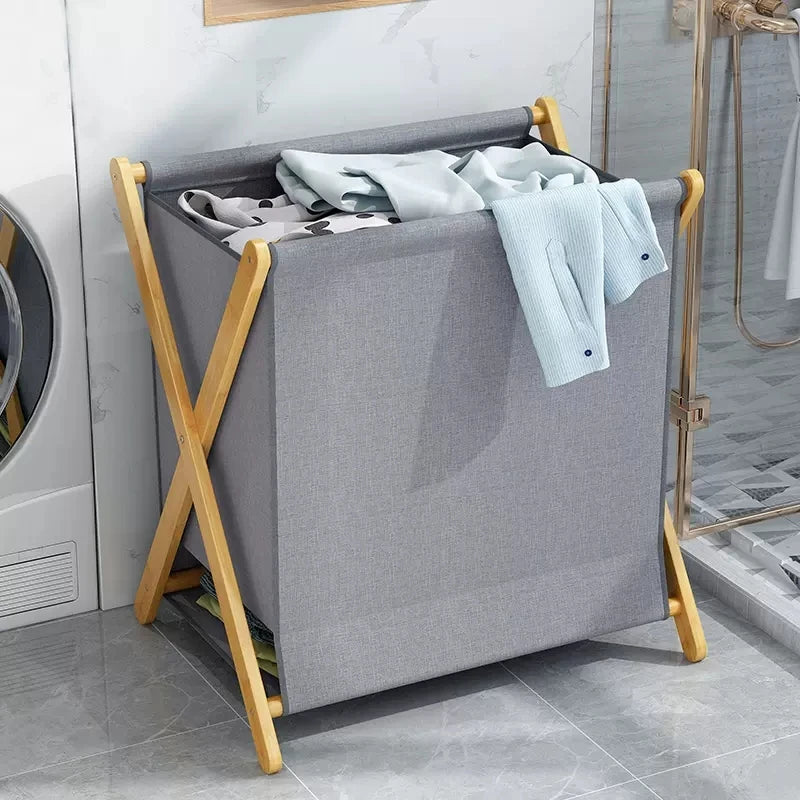 Panier à linge pliable en bambou