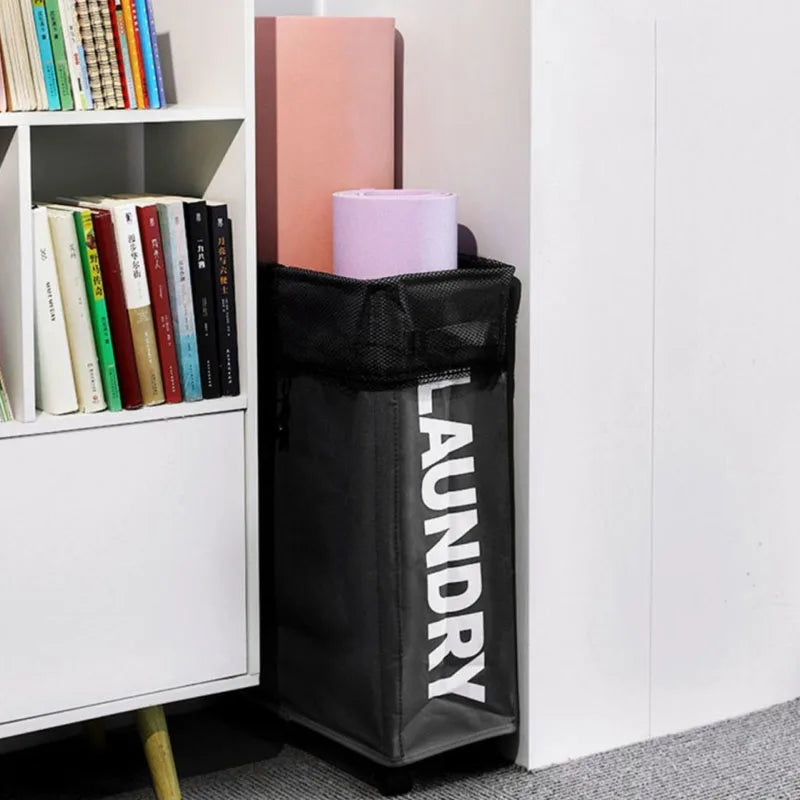 Panier à linge pliable à roulettes multifonction