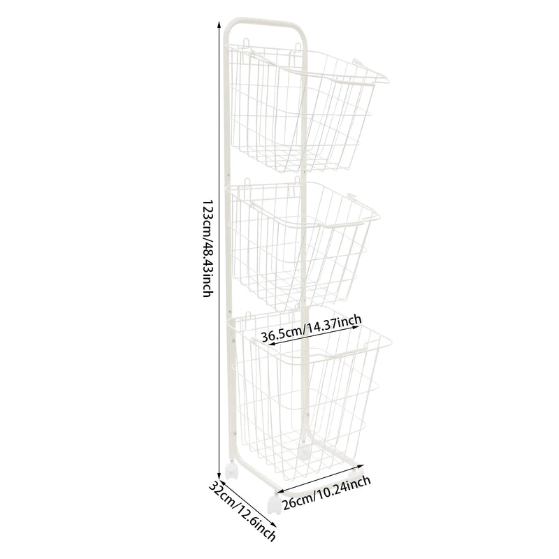 Panier à linge 3 niveaux avec roulettes