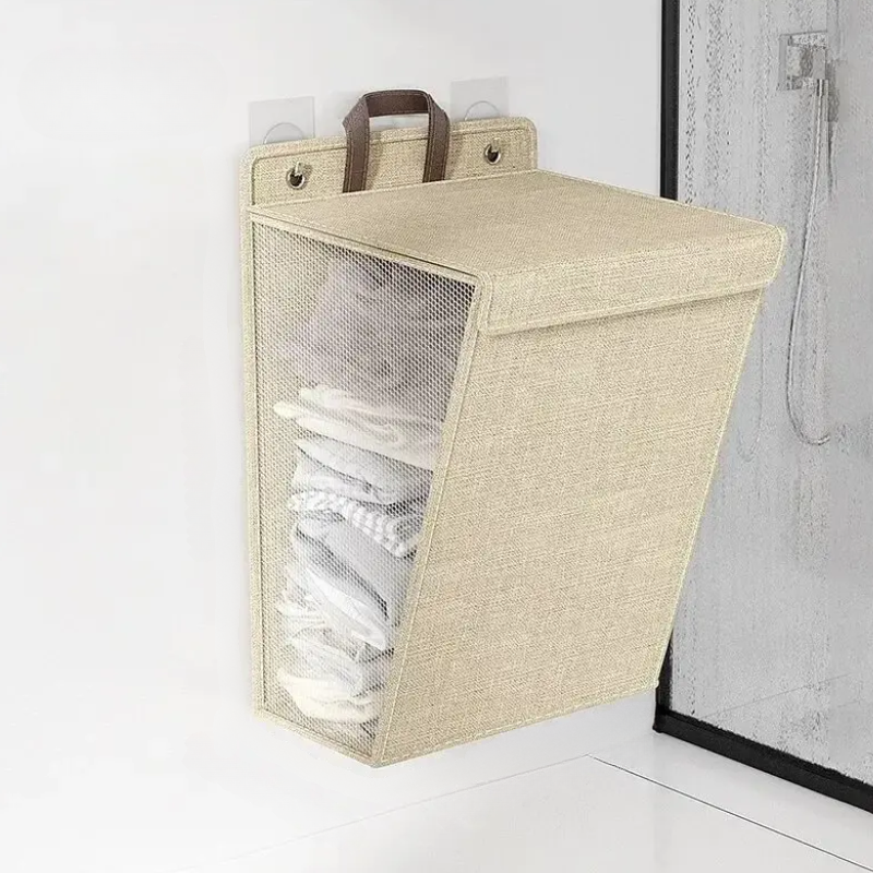 Panier à linge adhésive mural pliable
