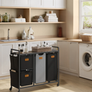 Panier à linge en acier et tissu 4 compartiments