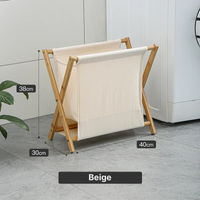 Panier à linge en bois et tissu pliable