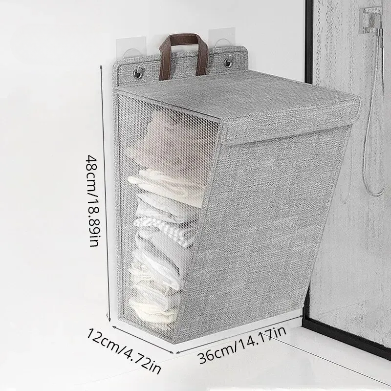 Panier à linge adhésive mural pliable