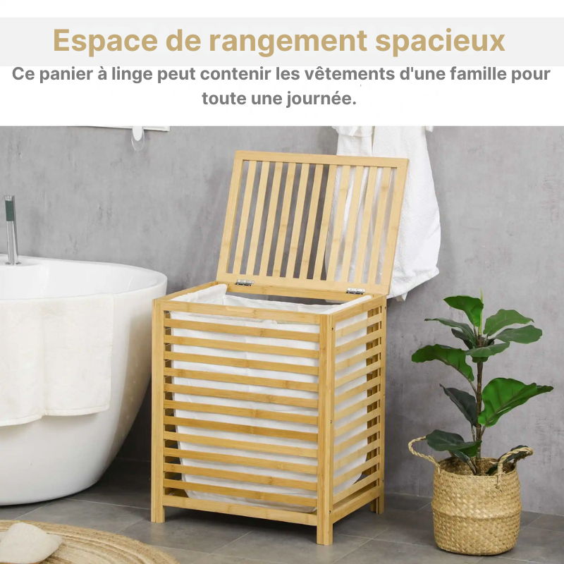 Panier à linge en bambou avec couvercle