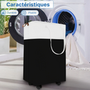 Panier à linge noir pliable à roulettes
