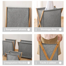 Panier à linge en bois et tissu pliable