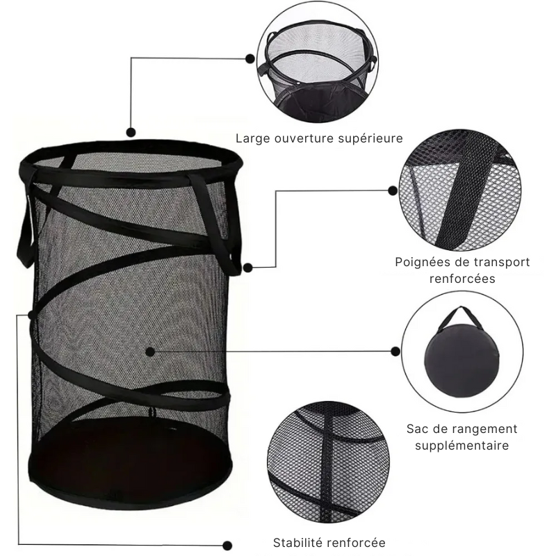 Panier à linge pliable en maille aérée