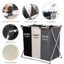 Panier à linge en tissu 3 compartiments pliable