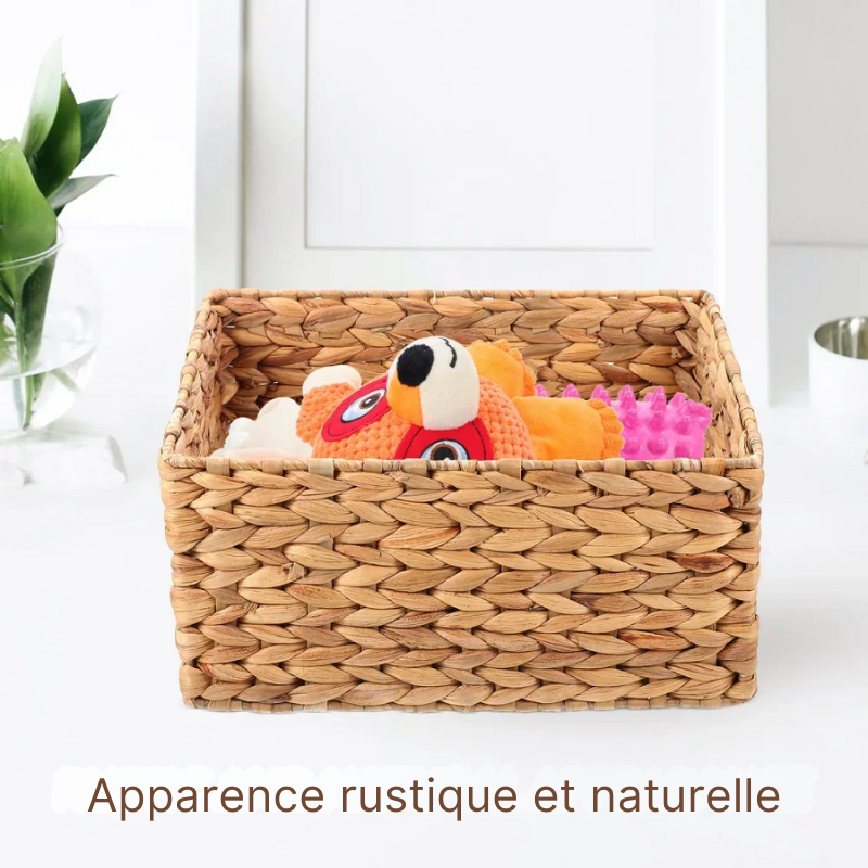 Panier à linge rangement rectangulaire en rotin naturel tressé à la main