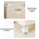 Panier à linge plastique pliable avec roulettes