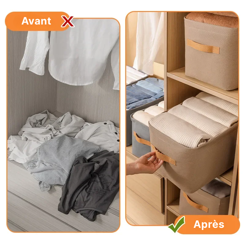 Panier de rangement pliable avec couvercle