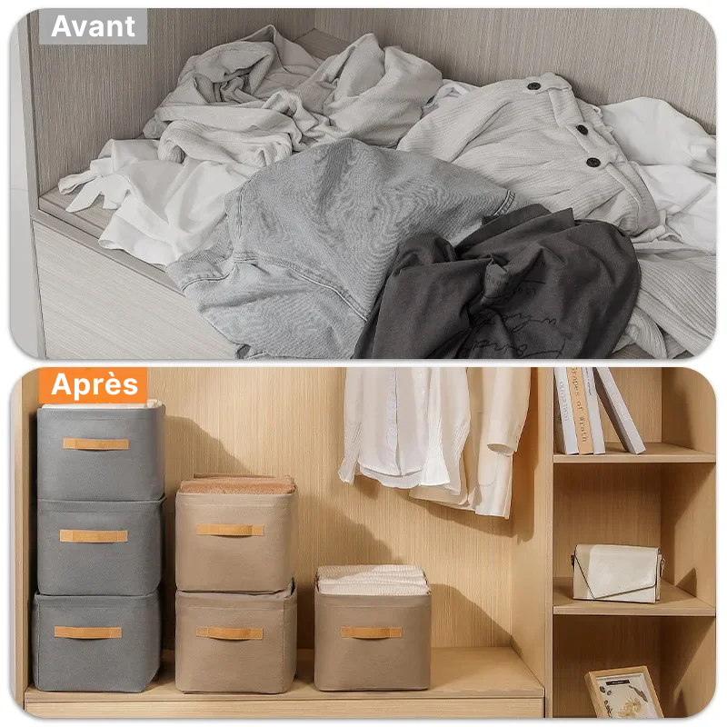Panier de rangement pliable avec couvercle