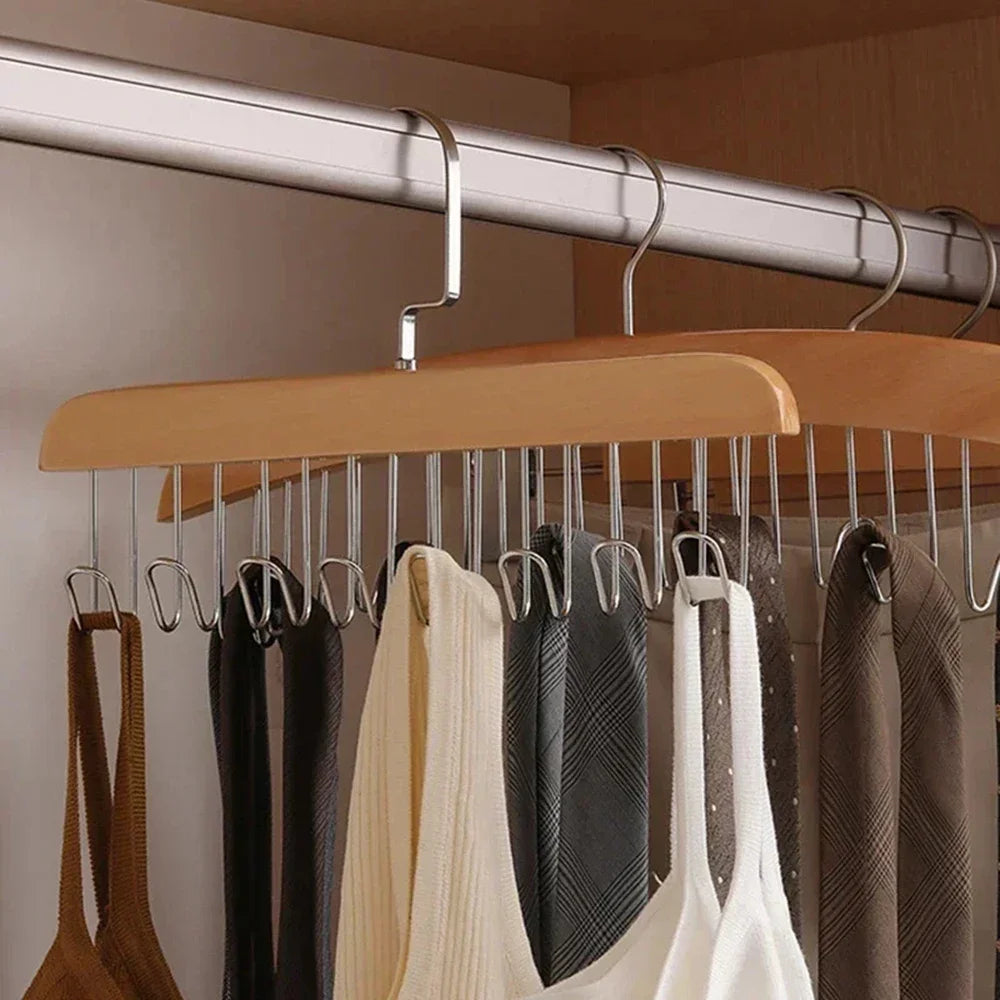 Organiseur cintre multifonction suspendu en bois