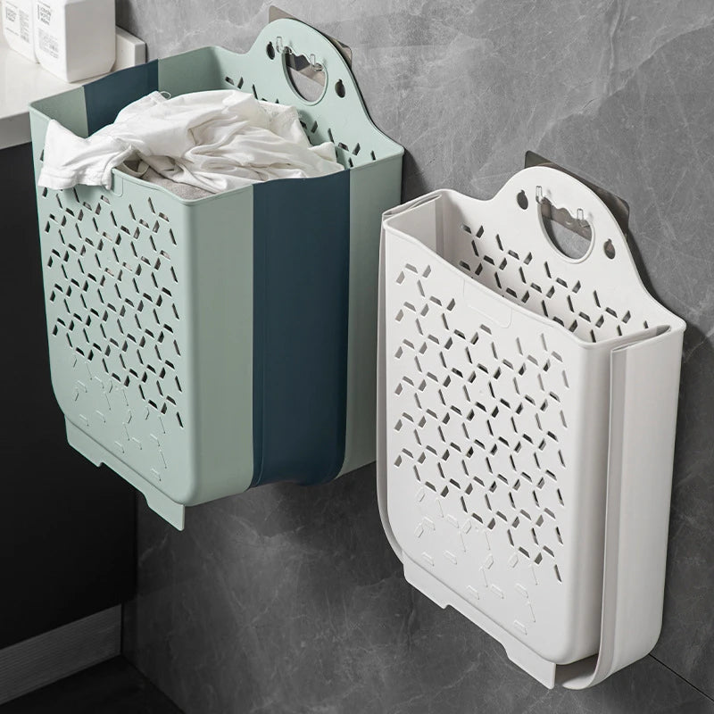 Panier à linge en plastique mural pliable