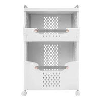 Panier à linge en plastique 2 niveaux avec roulettes