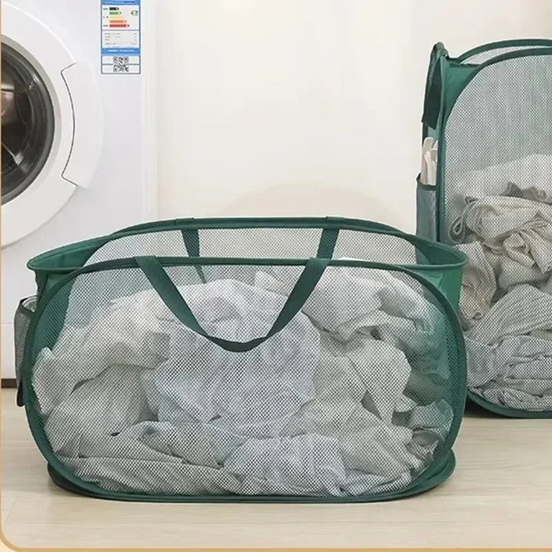 Panier à linge rectangulaire pliable en tissu maille polyester