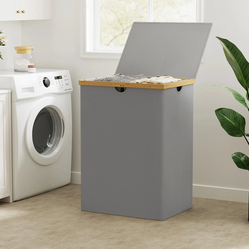 Panier à linge XXL avec poignées en bambou