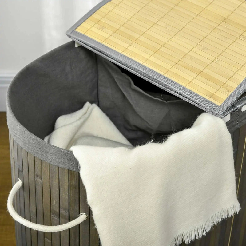 Panier à linge en bambou avec 2 compartiments