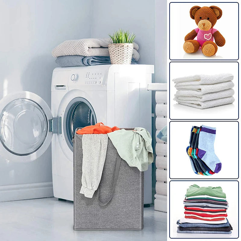 Panier à linge en tissu fin avec couvercle