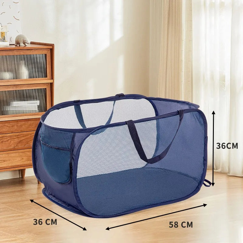Panier à linge rectangulaire pliable en tissu maille polyester