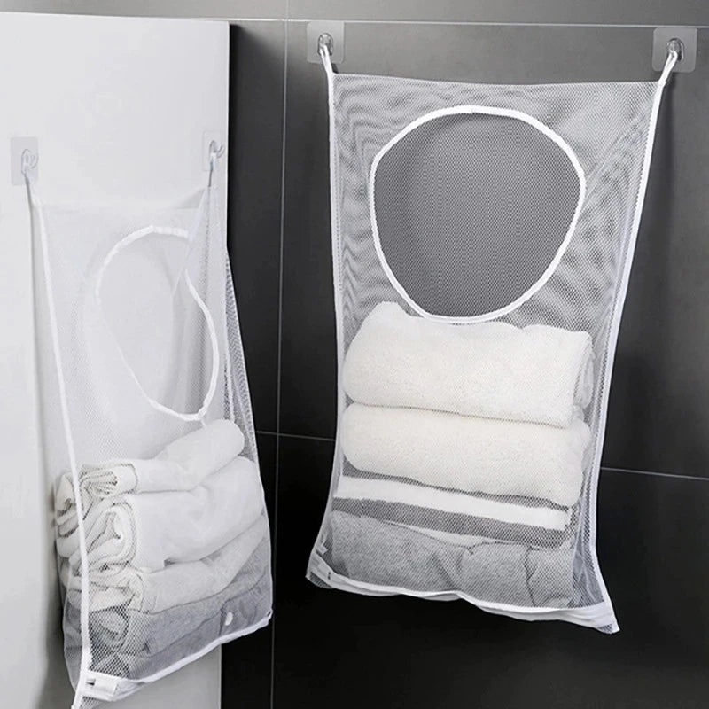 Panier à linge en maille mural pliable