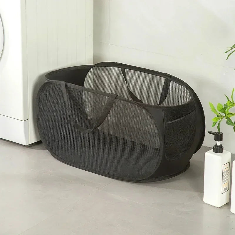 Panier à linge rectangulaire pliable en tissu maille polyester