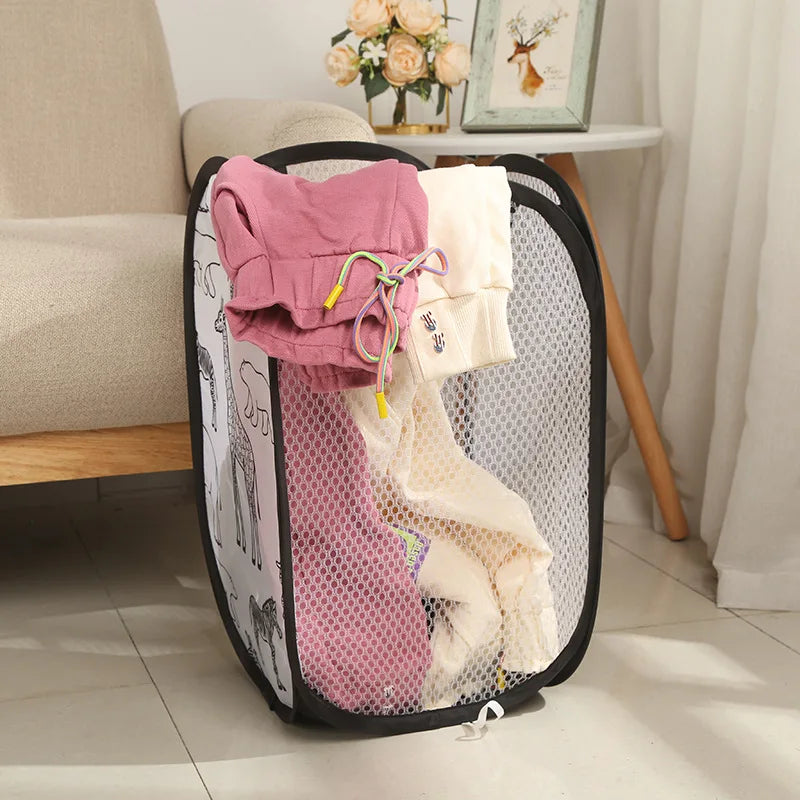 Panier à linge pliable en maille polyester